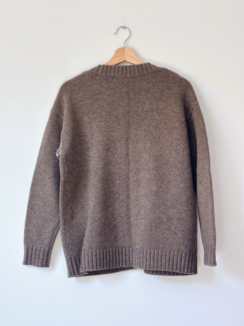 Lauren Ralph Brown V-Neck Button Front Sweater Wool V-Neck Cardigan - Picture 9 of 10